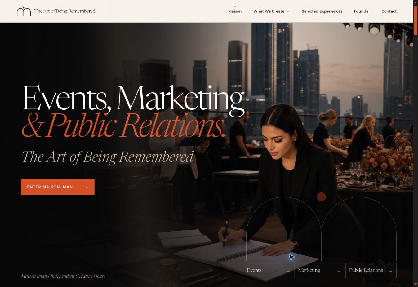 Maison Iman live website interface